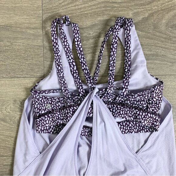 Lululemon Nouveau Limits Tank Top Lilac Miss Mosaic Lilac Deep Zinfandel Size 4 - Picture 9 of 16
